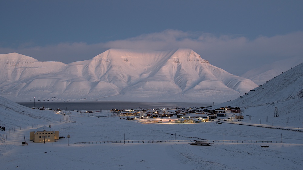 Longyearbyen in October with mountains in the background