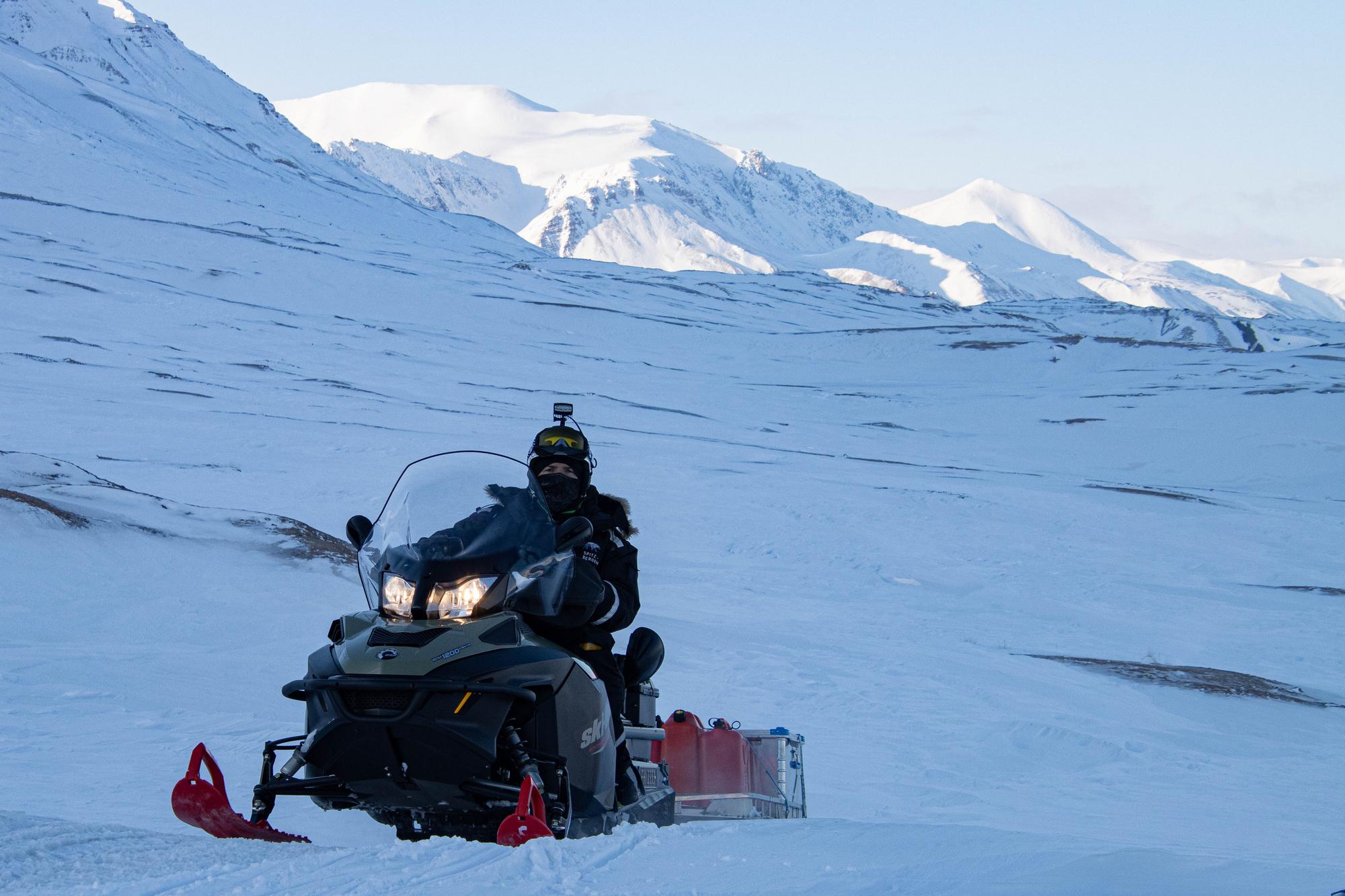 Snowmobile guide Chris in the Arctic