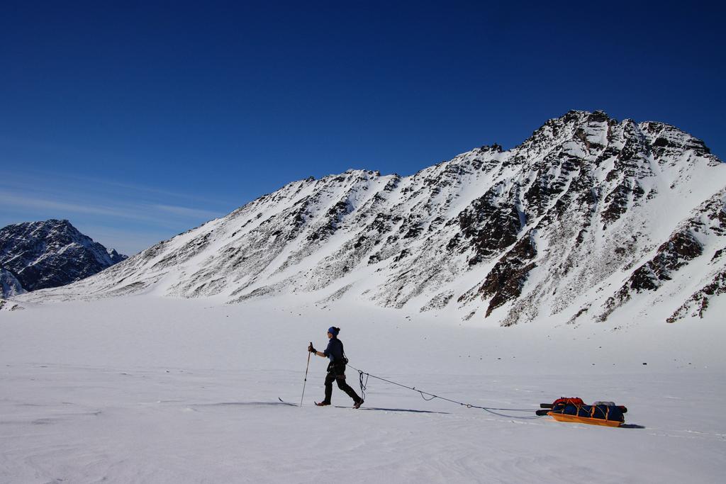 Ski expedition with pulk