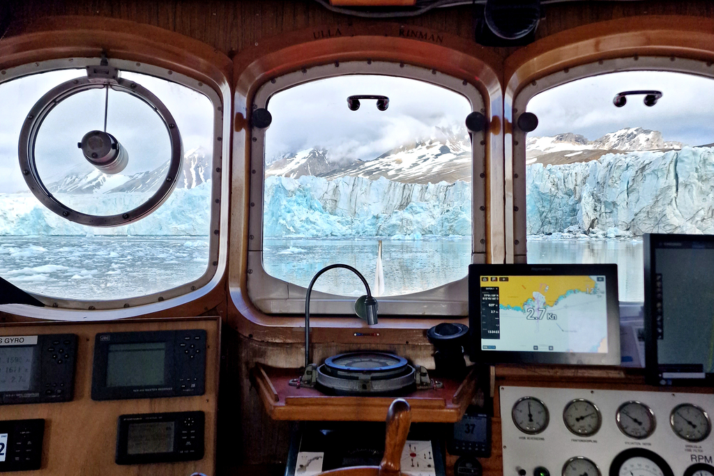 Approaching a glacier with a ship